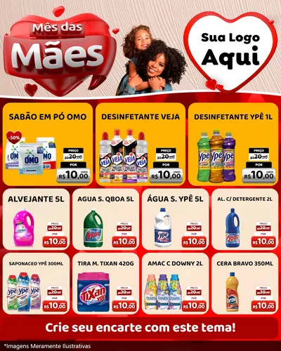 Modelo de Rede Social para Feed Instagram com o tema Mês das Mães para Produtos de Limpeza