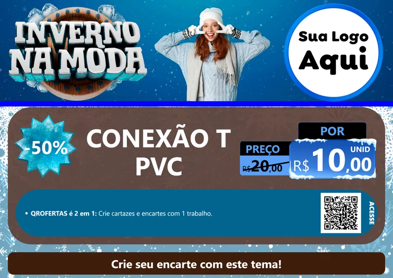 Modelo de Cartaz para Cartaz A4 Horizontal com o tema Inverno na Moda para Tubos e conexões