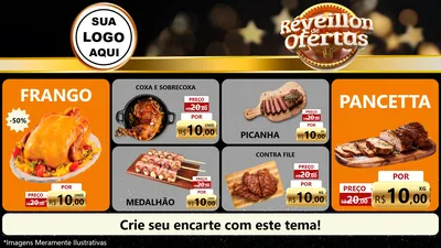 Modelo de TV para TV Horizontal com o tema Réveillon de Ofertas para Assados