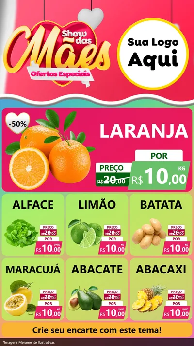 Modelo de Rede Social para Stories com o tema Show das Mães - Ofertas Especiais para Hortifrúti