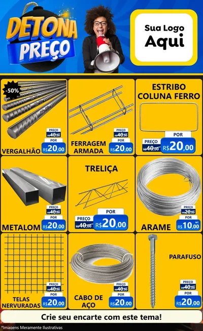 Modelo de Encarte para Encarte Grande com o tema Detona Preços para Ferragens