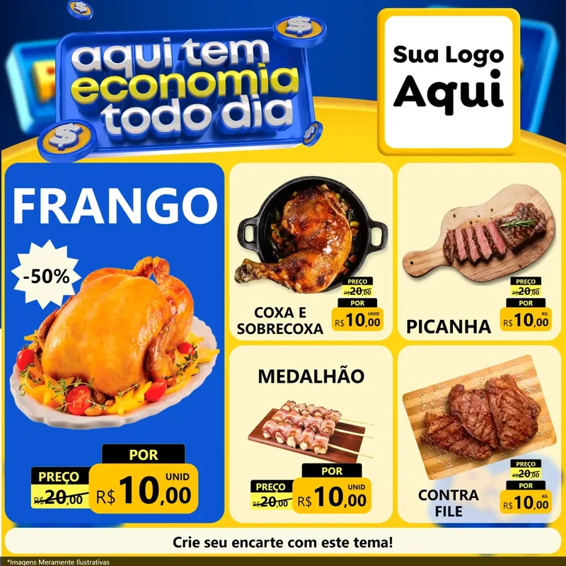 Modelo de Rede Social para Feed Facebook com o tema Aqui Tem Economia Todo Dia para Assados