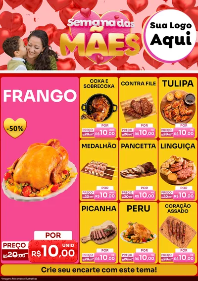 Modelo de Encarte para Encarte A4 Vertical com o tema Semana Das Mães para Assados