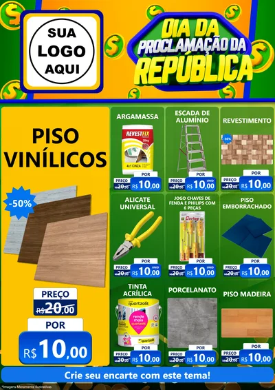 Modelo de Encarte para Encarte A4 Vertical com o tema Dia Da Proclamação da República para Material para Construção