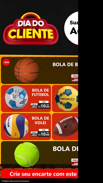 Modelo de TV para TV Vertical com o tema Dia do Cliente para Artigos Esportivos