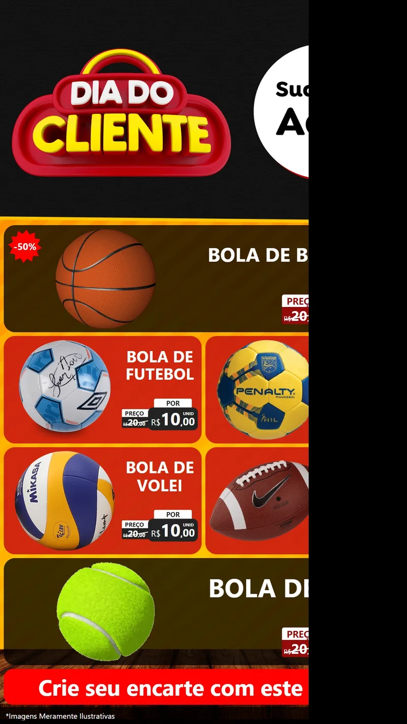 Modelo de TV para TV Vertical com o tema Dia do Cliente para Artigos Esportivos