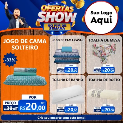 Modelo de Rede Social para Feed Facebook com o tema Ofertas Show No Fim De Semana para Cama, Mesa e Banho