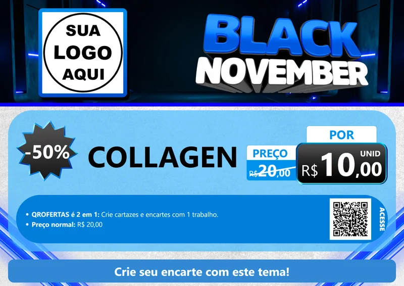 Modelo de Cartaz para Cartaz A4 Horizontal com o tema Black November para Suplementos alimentares