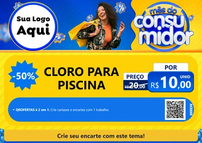 Modelo de Cartaz para Cartaz A4 Horizontal com o tema Mês do Consumidor para Produtos para Piscina