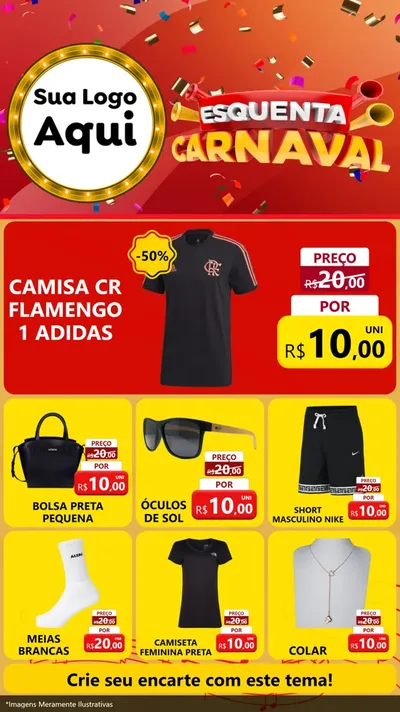 Modelo de Rede Social para Stories com o tema Esquenta Carnaval para Roupas e acessórios