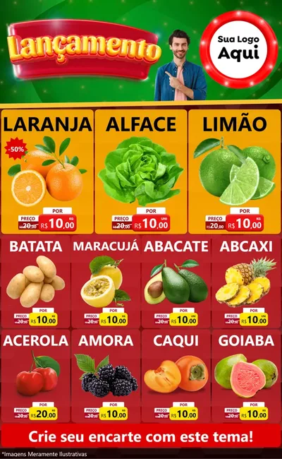 Modelo de Encarte para Encarte Grande com o tema Lançamento para Hortifrúti