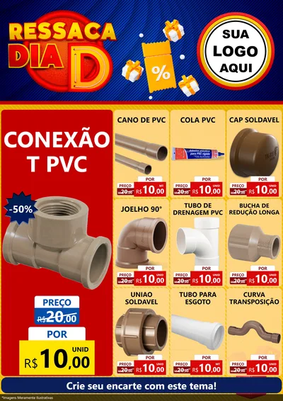Modelo de Encarte para Encarte A4 Vertical com o tema Ressaca Dia D para Tubos e conexões