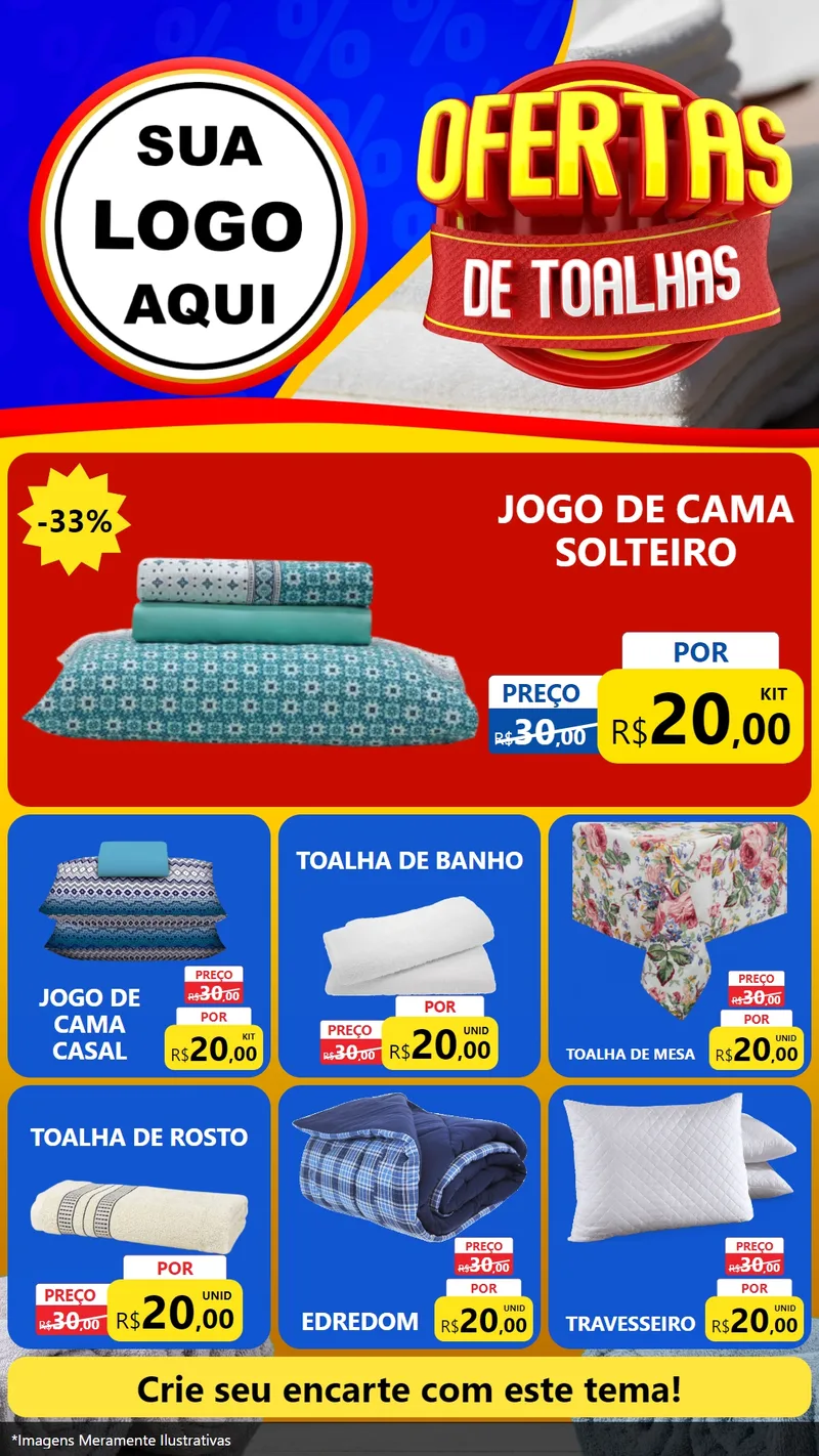 Modelo de Rede Social para Stories com o tema Ofertas de Toalhas para Cama, Mesa e Banho