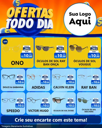 Modelo de Rede Social para Feed Instagram com o tema Ofertas Todo Dia para Óticas