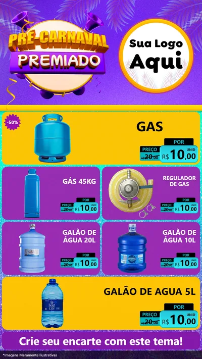 Modelo de TV para TV Vertical com o tema Pré-Carnaval Premiado para Água e gás