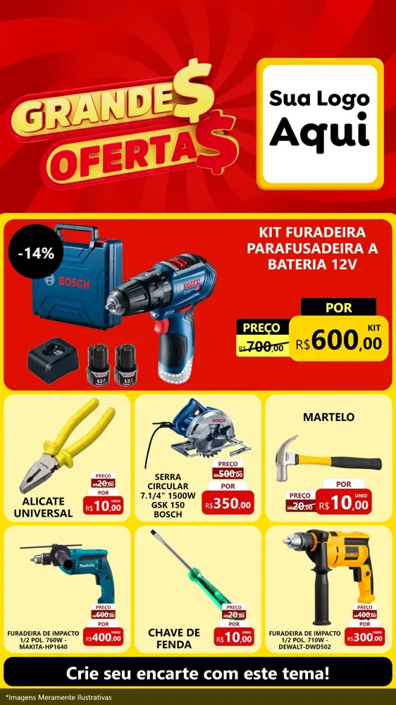 Modelo de Rede Social para Stories com o tema Grandes Ofertas para Maquinas e Ferramentas
