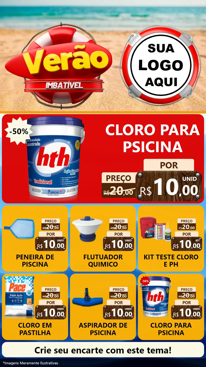 Modelo de Rede Social para Stories com o tema Verão Imbatível para Produtos para Piscina