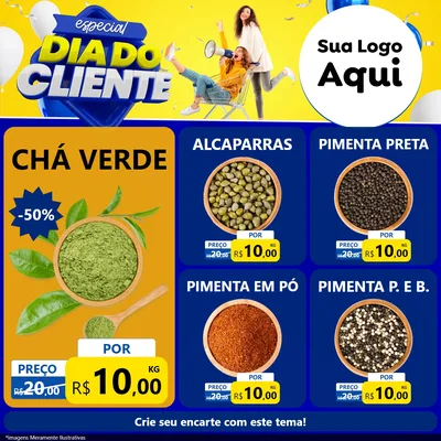 Modelo de Rede Social para Feed Facebook com o tema Especial Dia do Cliente para Produtos Naturais
