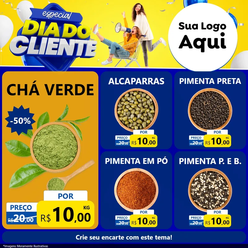Modelo de Rede Social para Feed Facebook com o tema Especial Dia do Cliente para Produtos Naturais