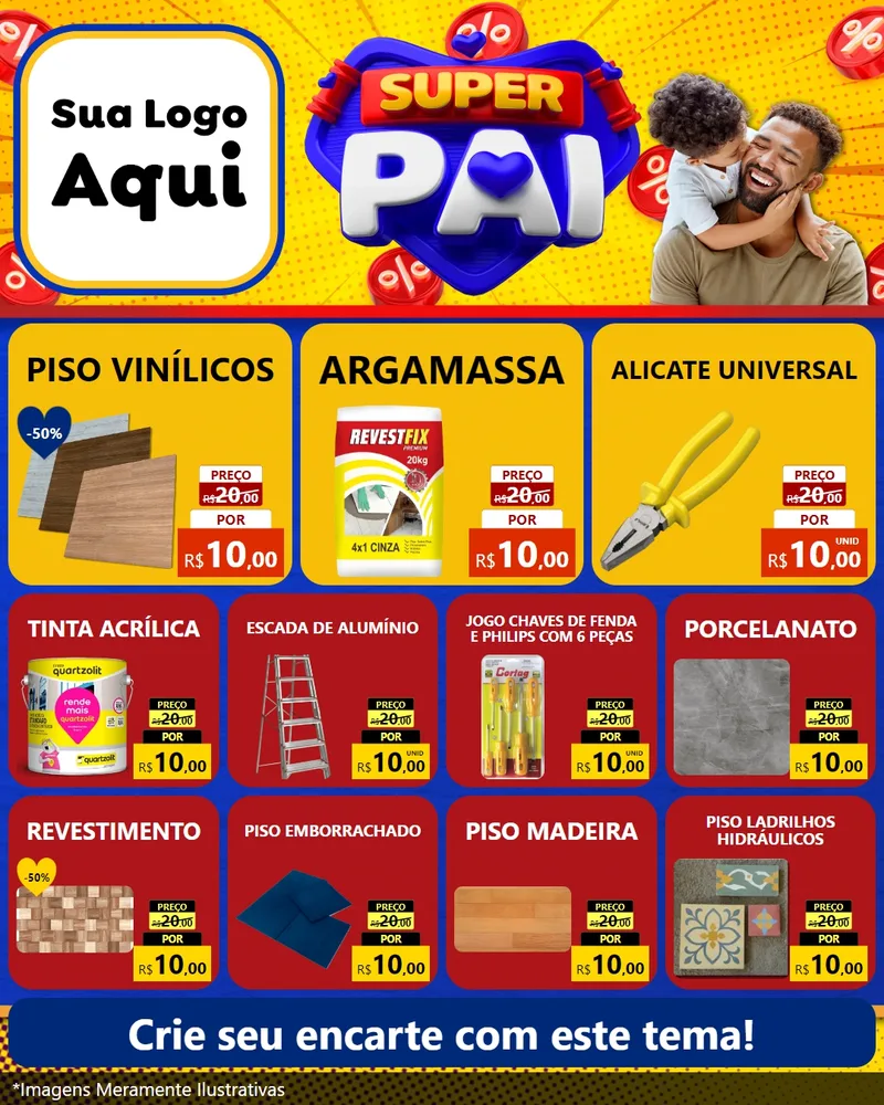 Modelo de Rede Social para Feed Instagram com o tema Super Pai para Material para Construção