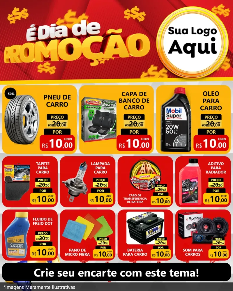 Modelo de Rede Social para Feed Instagram com o tema É Dia De Promoção para Auto peças