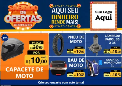 Modelo de Encarte para Encarte A4 Horizontal com o tema Sábado de Ofertas Imperdíveis para Moto peças