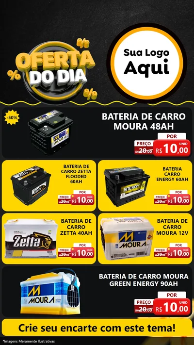 Modelo de TV para TV Vertical com o tema Oferta Do Dia para Baterias Elétricas