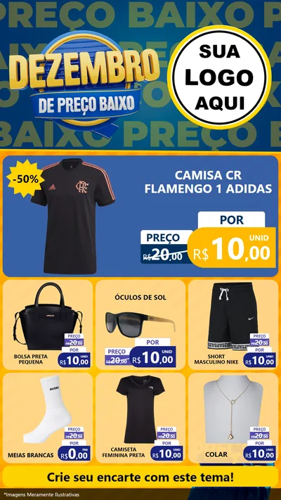 Modelo de Rede Social para Stories com o tema Dezembro de Preço Baixo para Roupas e acessórios