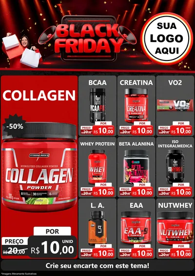 Modelo de Encarte para Encarte A4 Vertical com o tema Black Friday para Suplementos alimentares