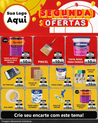 Modelo de Rede Social para Feed Instagram com o tema Segunda de Ofertas para Tintas e Ferramentas