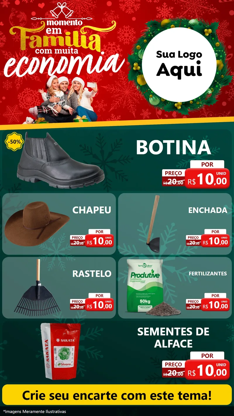Modelo de TV para TV Vertical com o tema Momento em Família (Natal) para Agropecuária