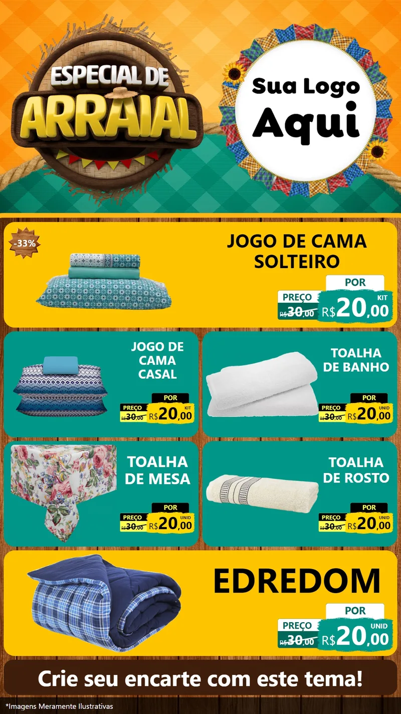 Modelo de TV para TV Vertical com o tema Especial De Arraial para Cama, Mesa e Banho