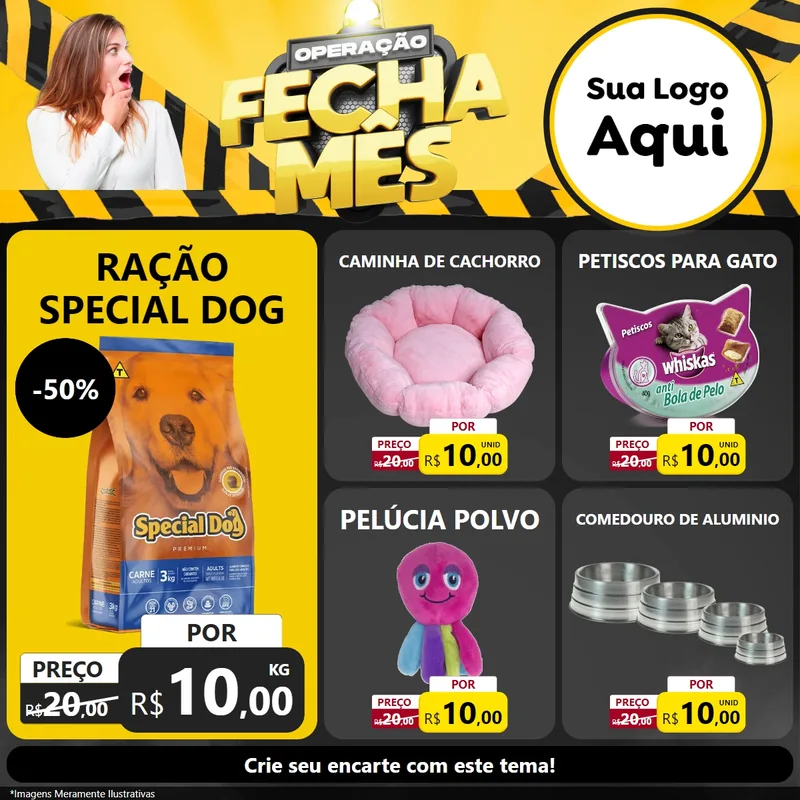 Modelo de Rede Social para Feed Facebook com o tema Operação Fecha Mês para Pet Shop