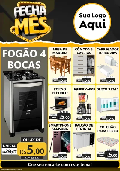 Modelo de Encarte para Encarte A4 Vertical com o tema Fecha Mês para Móveis e Eletro