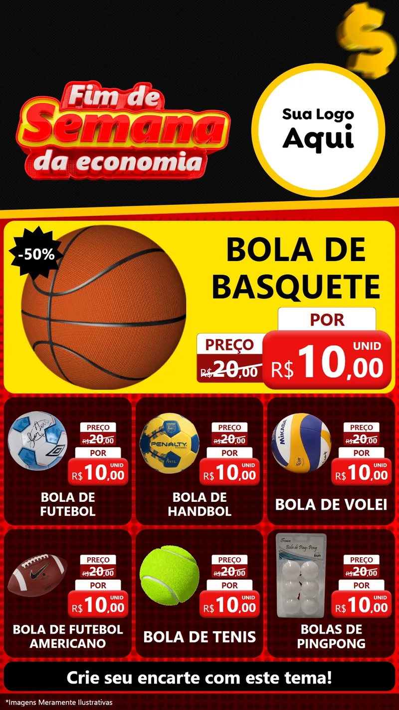 Modelo de Rede Social para Stories com o tema Fim de Semana da Economia para Artigos Esportivos