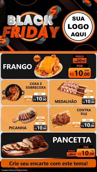 Modelo de TV para TV Vertical com o tema Black Friday para Assados