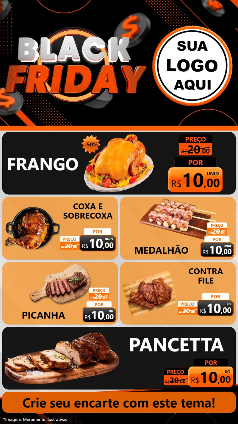 Modelo de TV para TV Vertical com o tema Black Friday para Assados