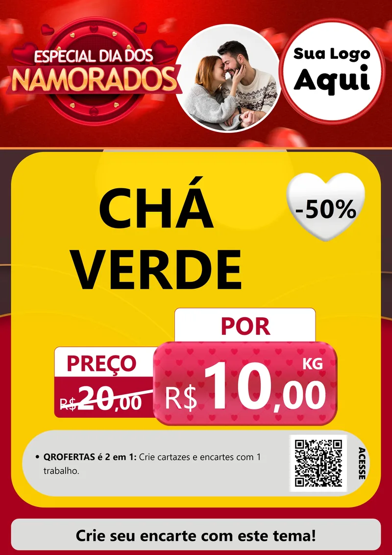 Modelo de Cartaz para Cartaz A4 Vertical com o tema Especial Dia Dos Namorados para Produtos Naturais