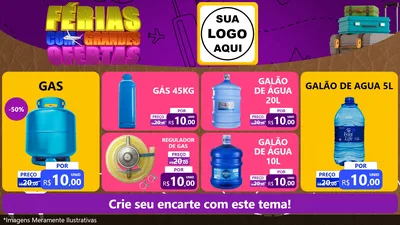 Modelo de TV para TV Horizontal com o tema Férias com Grandes Ofertas para Água e gás
