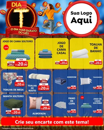Modelo de Rede Social para Feed Instagram com o tema Dia T - O Dia Mais Barato Do Mês para Cama, Mesa e Banho