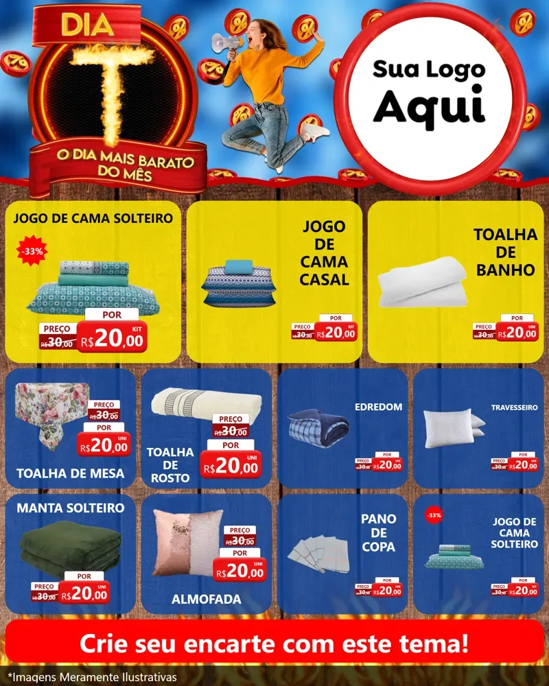 Modelo de Rede Social para Feed Instagram com o tema Dia T - O Dia Mais Barato Do Mês para Cama, Mesa e Banho