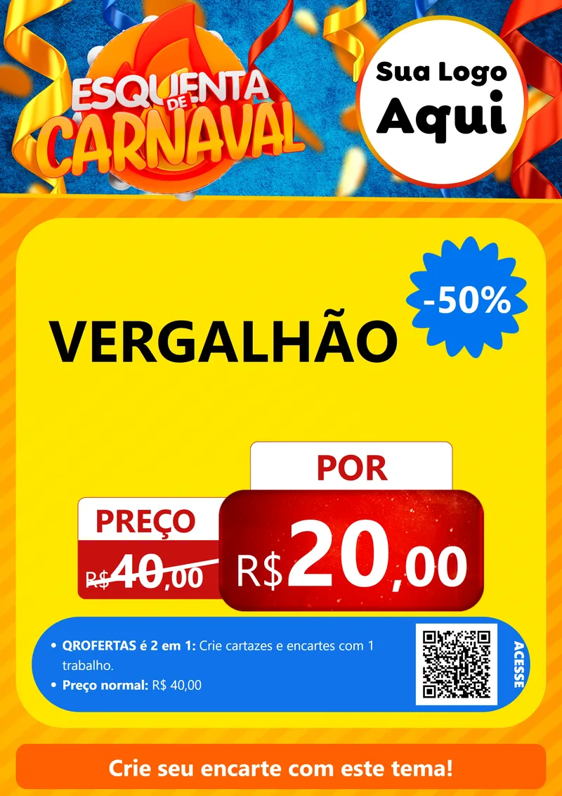 Modelo de Cartaz para Cartaz A4 Vertical com o tema Esquenta de Carnaval para Ferragens