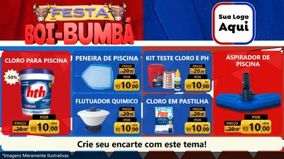 Modelo de TV para TV Horizontal com o tema Festa Boi Bumbá para Produtos para Piscina