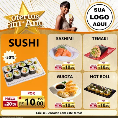 Modelo de Rede Social para Feed Facebook com o tema Ofertas Fim de Ano para Comida japonesa