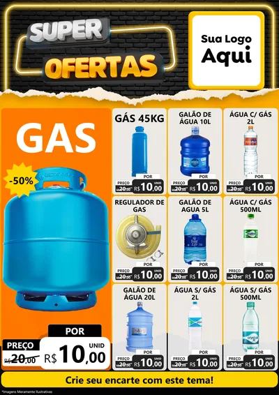 Modelo de Encarte para Encarte A4 Vertical com o tema Super Ofertas para Água e gás