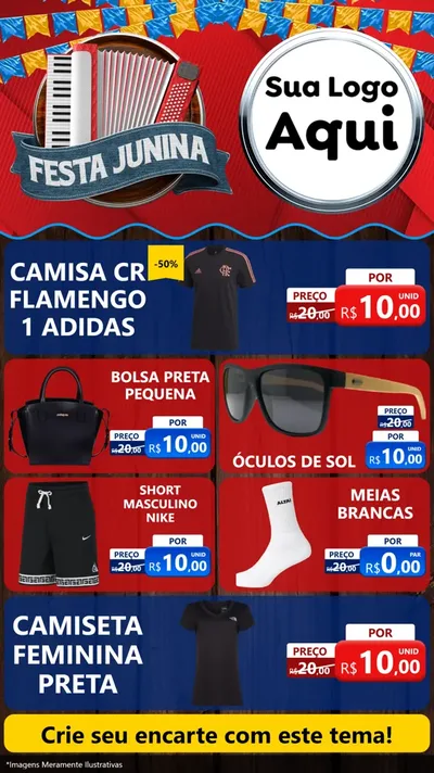 Modelo de TV para TV Vertical com o tema Festa Junina para Roupas e acessórios