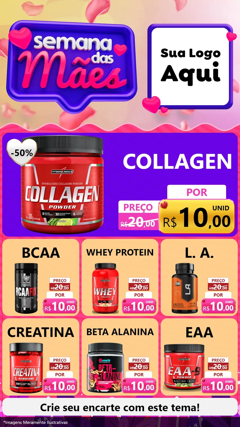 Modelo de Rede Social para Stories com o tema Semana das Mães para Suplementos alimentares