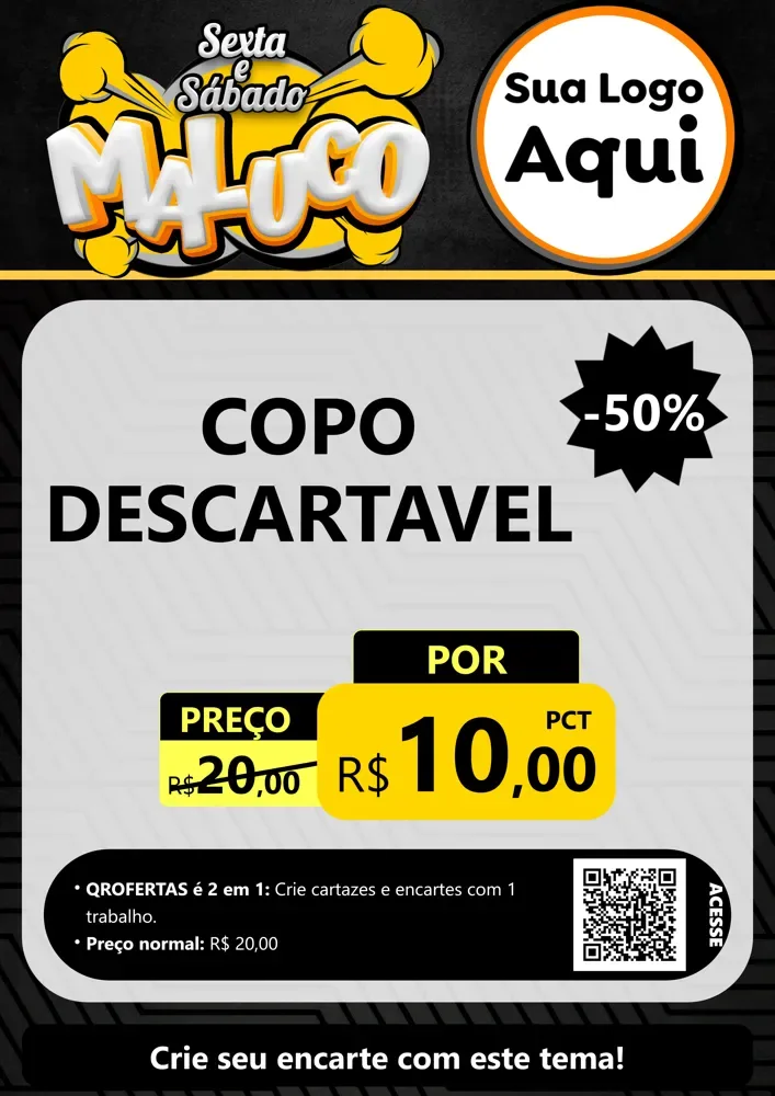 Modelo de Cartaz para Cartaz A4 Vertical com o tema Sexta e Sábado Maluco para Embalagens