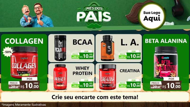 Modelo de TV para TV Horizontal com o tema Mês dos Pais para Suplementos alimentares