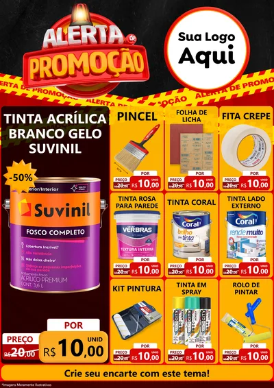 Modelo de Encarte para Encarte A4 Vertical com o tema Alerta de Promoção para Tintas e Ferramentas